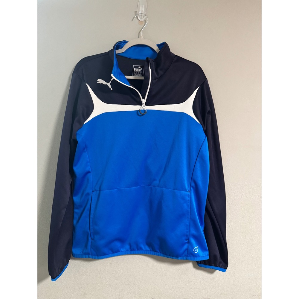 Puma Mens‎ dryCELL Quarter Zip Pullover Blue Black White Colorblock Size M